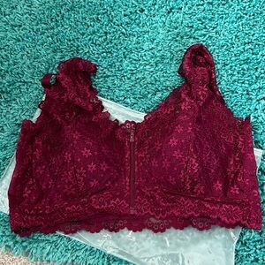 Branelly, cranberry lace bra, XXL new